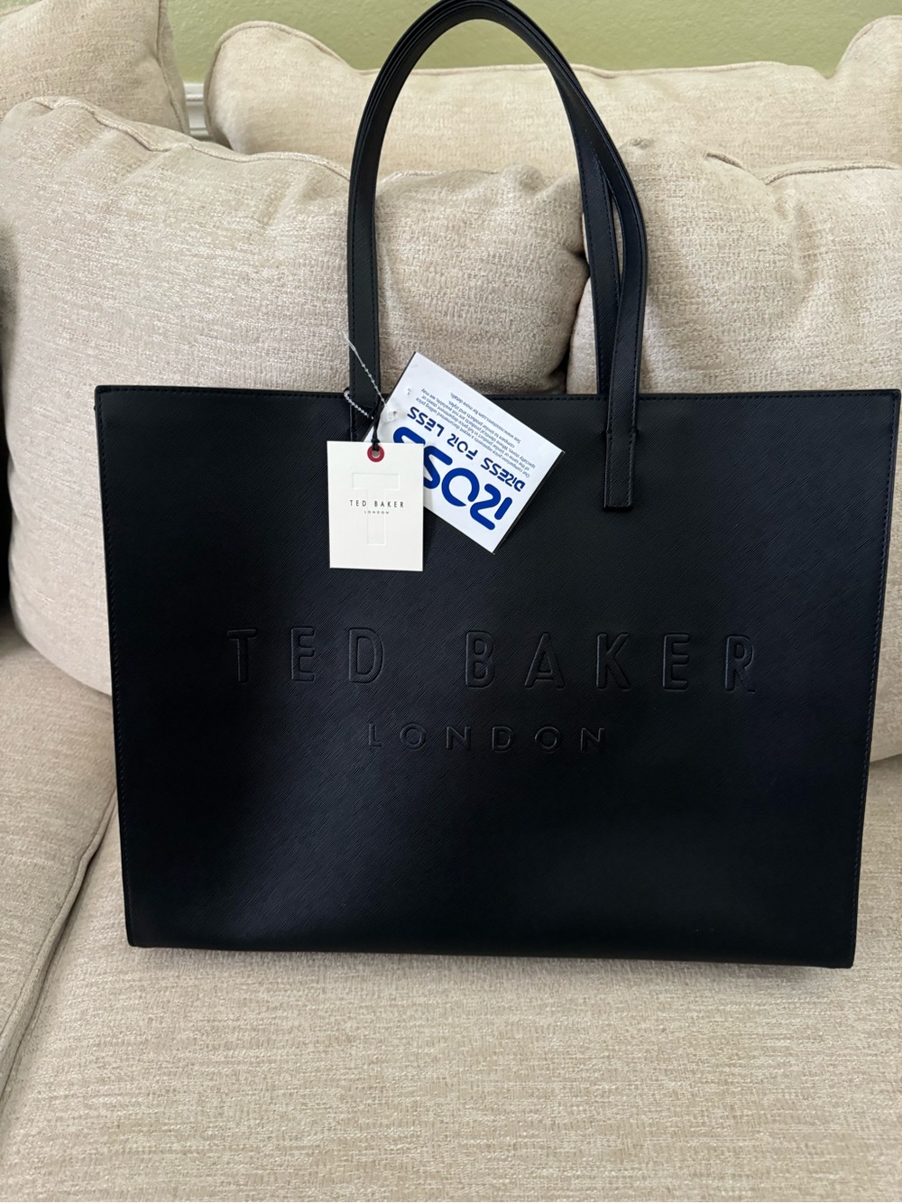 Ted Baker Black Embossed Leather Laptop Tote